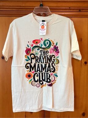 Gildan Cream Graphic Tee with Multicolor Floral Print - The Praying Mamas Club